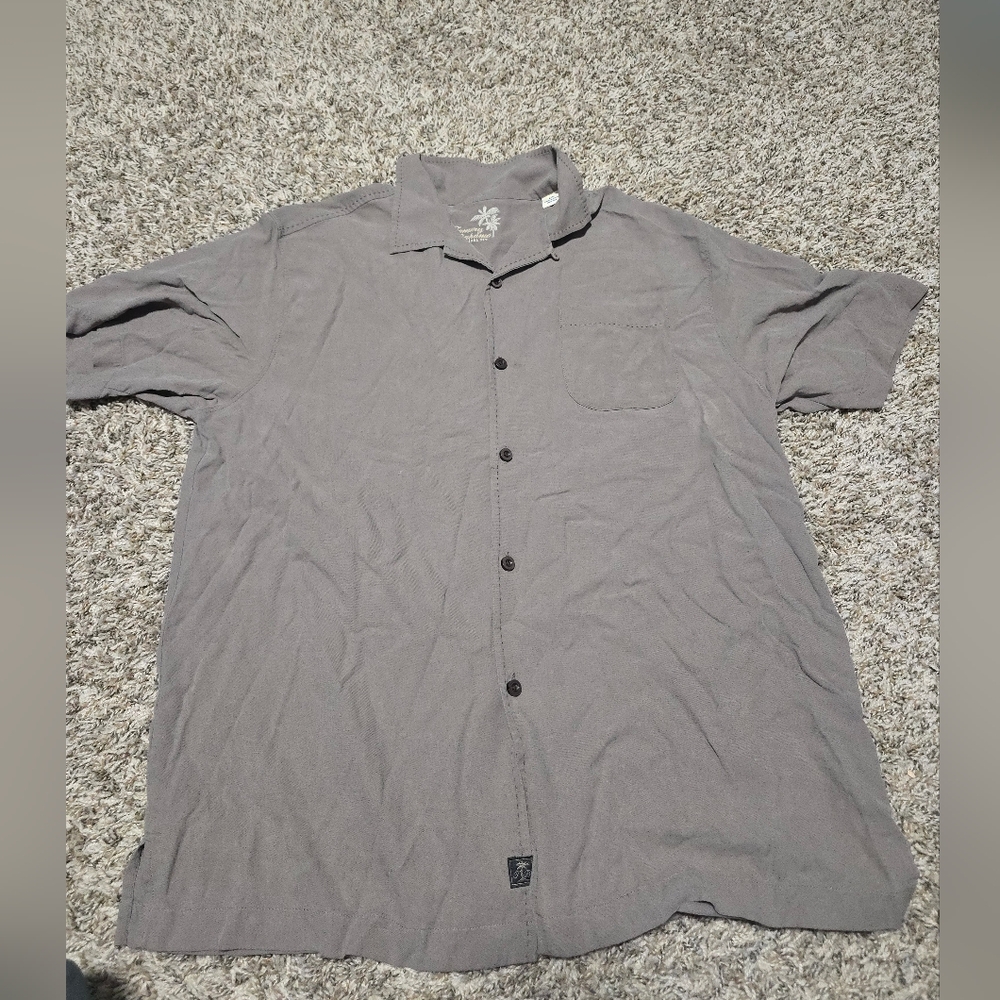 Tommy Bahama Grayish Tan Casual Button Down Shirt